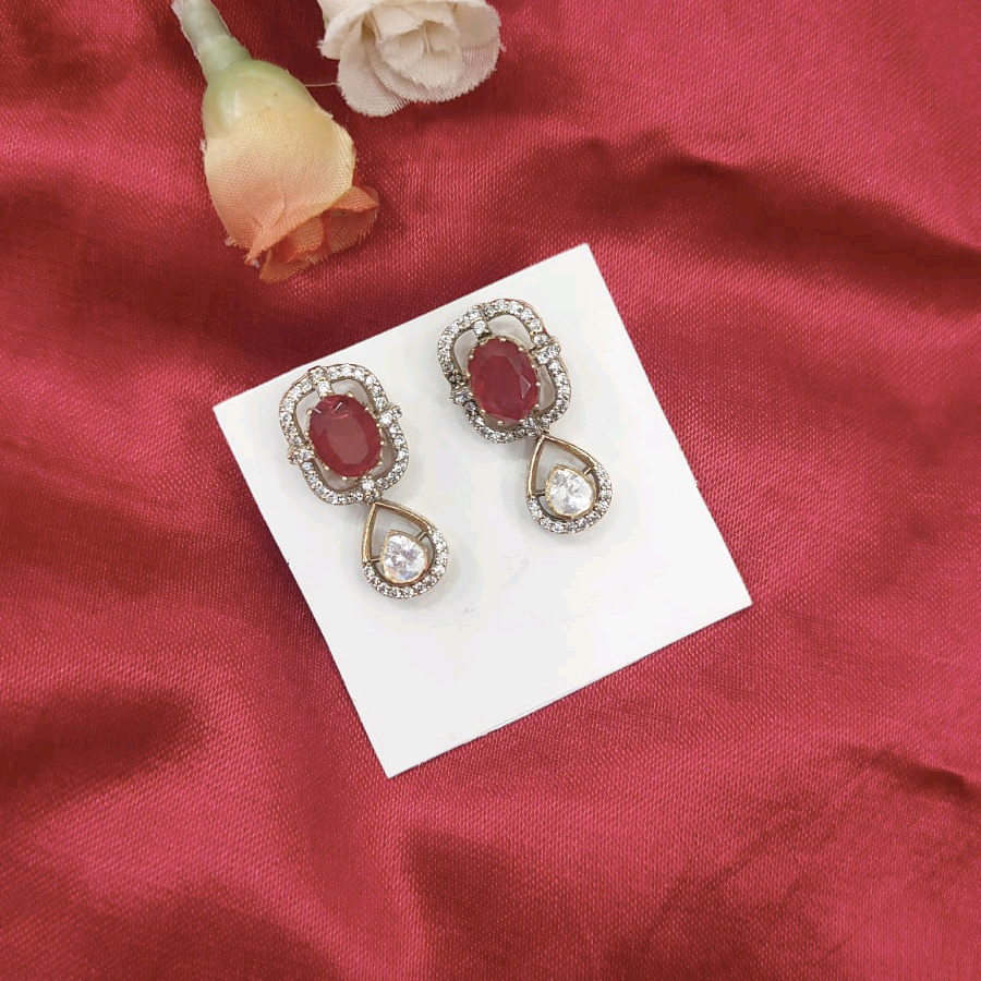 Pear Drop Pink Moissanite Earrings 